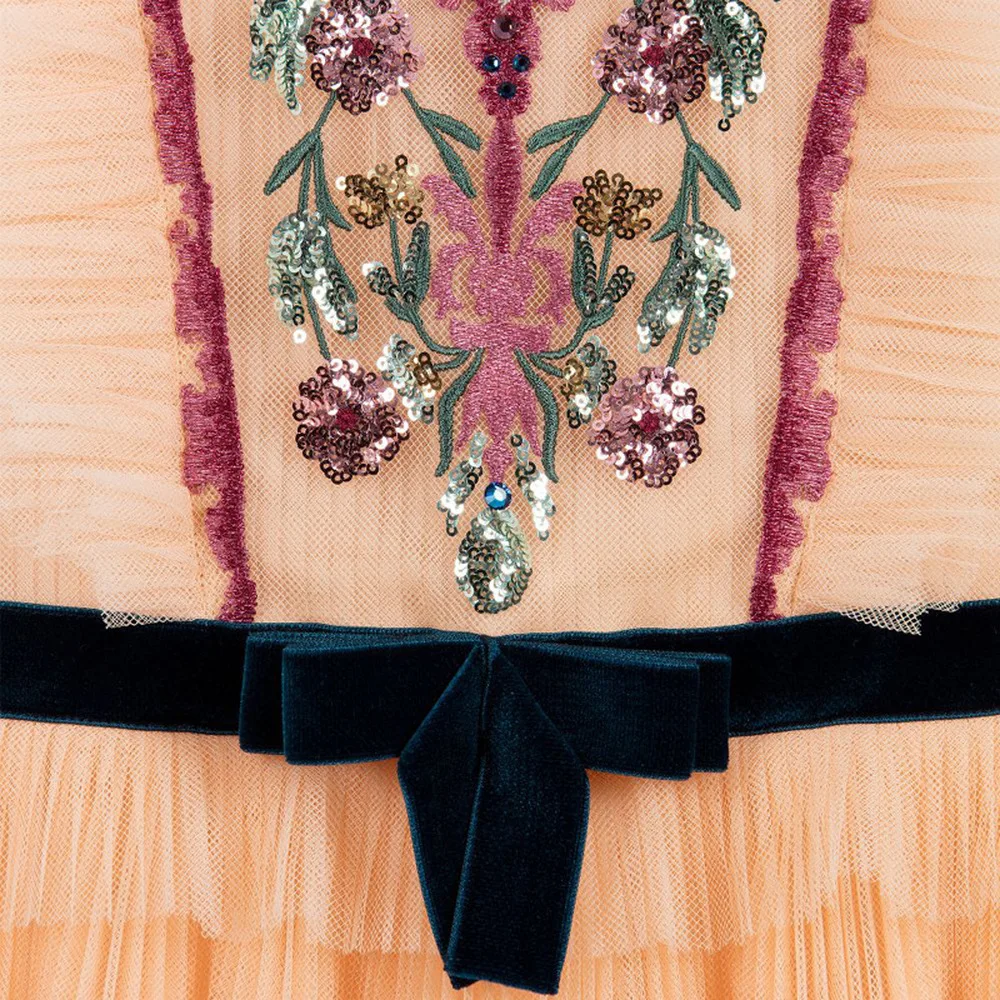 Новинка 2019 года розовое оранжевое платье для маленьких девочек с вышивкой и