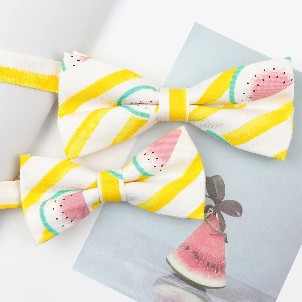 Set 2 Комплекты для родителей и детей с мультяшными фруктами и животными, галстук-бабочка с принтом, милые хлопковые детские аксессуары для домашних животных, мужские вечерние галстуки-бабочки на свадьбу - Цвет: Set 2