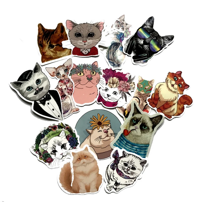 50 шт милый кот Стиль мультфильм наклейки с котенком для компьютера телефона