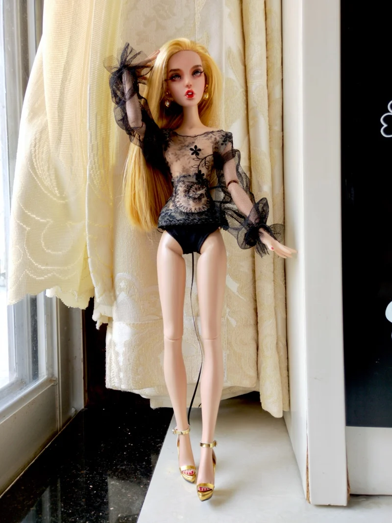 T02-X501 Blyth st кукольная одежда 1/3 1/4 bjd 1/6 аксессуары для кукол черное сексуальное Сетчатое платье 1 шт