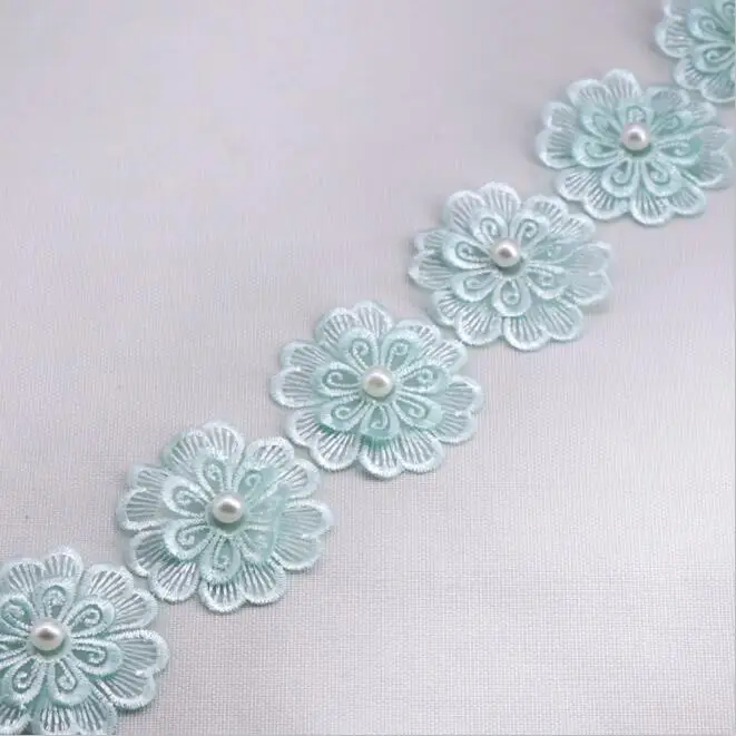 91cm green H656 5 см жемчужный цветок DIY растворимые Свадебные Кружева отделка Вязание вышитые ручной работы Лоскутные Ленточные швейные принадлежности ремесло - Цвет: 91cm green