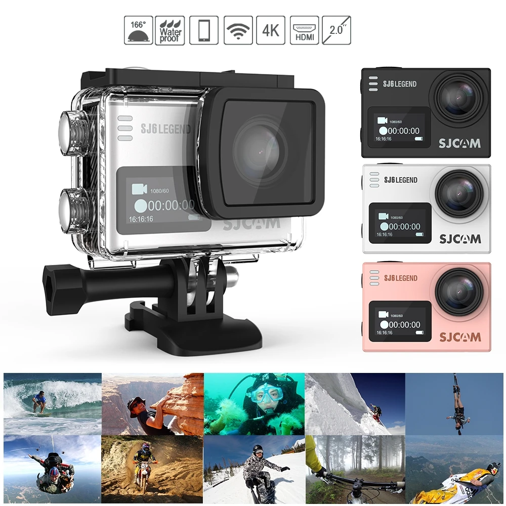 SJCAM SJ6 LEGEND Ultra HD 4K 24fps WiFi 2,0 сенсорный экран Notavek 96660 дистанционная Водонепроницаемая камера на Шлем Лучшая Wifi камера