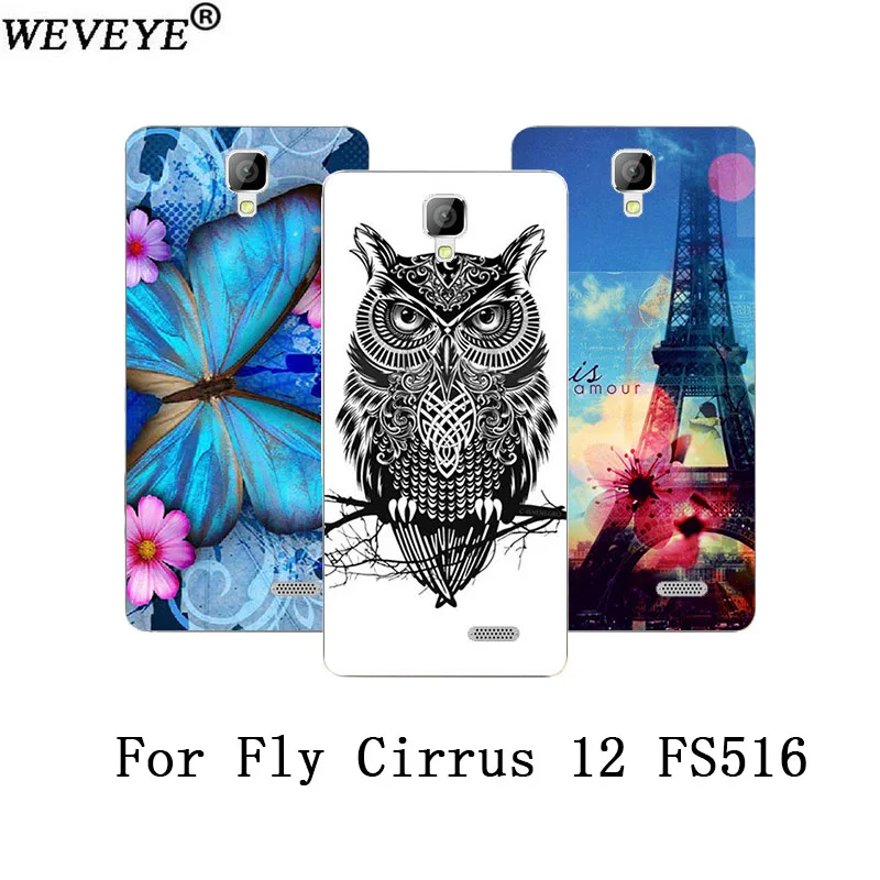 Для Fly FS516 чехол цветной мягкий из ТПУ силиконовый с изображением Эйфелевой башни
