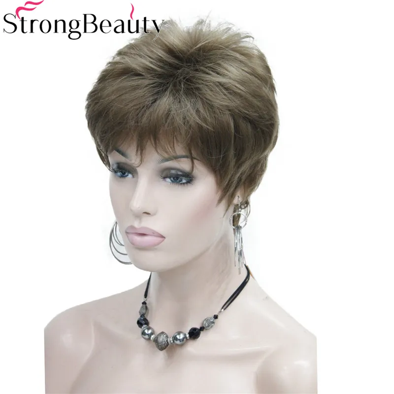 StrongBeauty короткие прямые синтетические красные оранжевые коричневые светлые парики высокие термостойкие полный парик много цветов на выбор