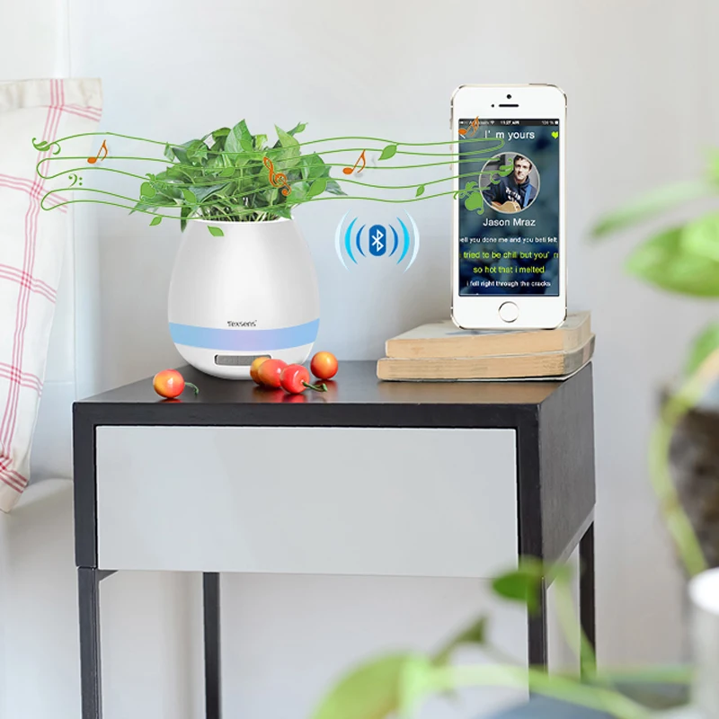 Texsens светодиодный Bluetooth музыка Цветочная ваза для растений сенсорный сенсор