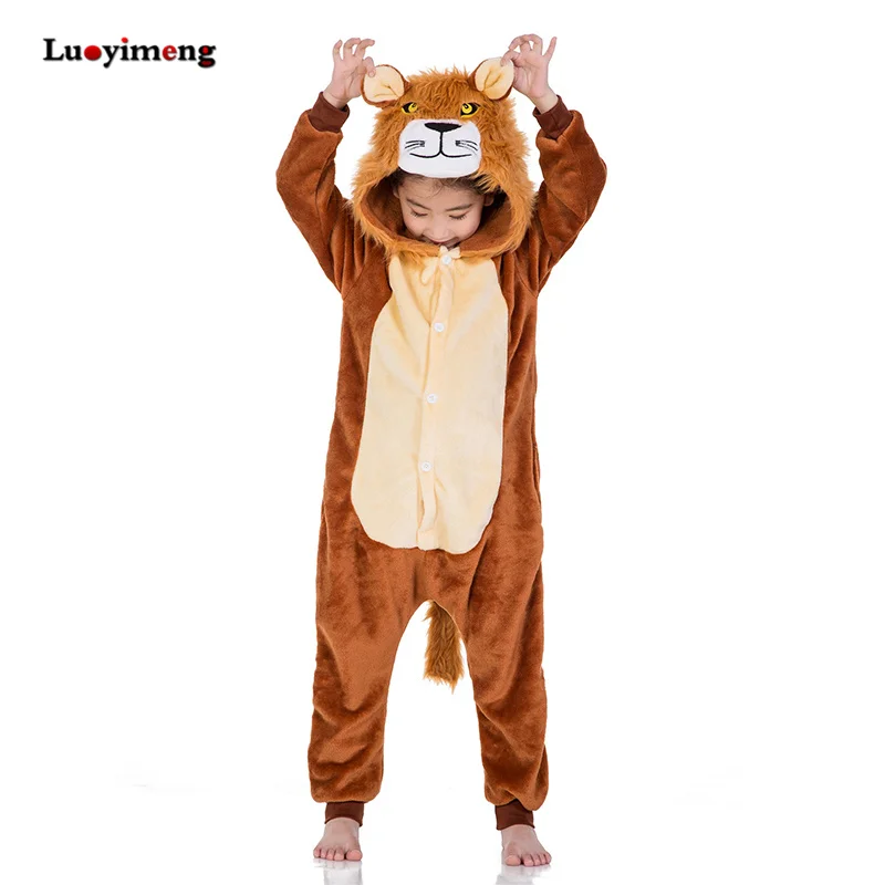 Зимняя фланелевая Милая пижама в виде единорога для девочек костюм сна детские