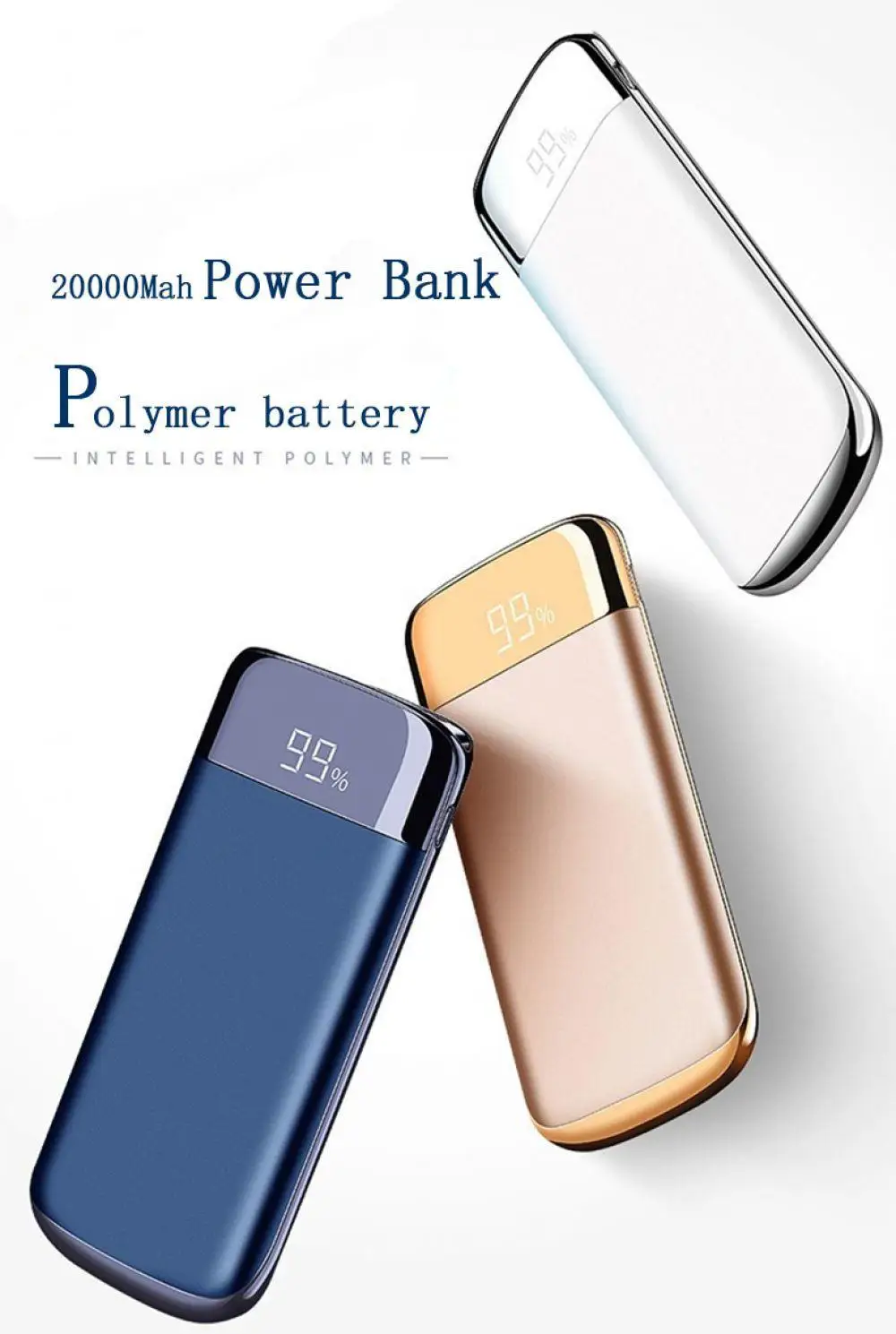 20000 мАч Внешний аккумулятор повербанк 2 USB LC power Bank портативный мобильный телефон