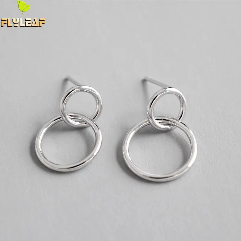 Женские серьги Flyleaf из стерлингового серебра 925 пробы с двойным кольцом модные