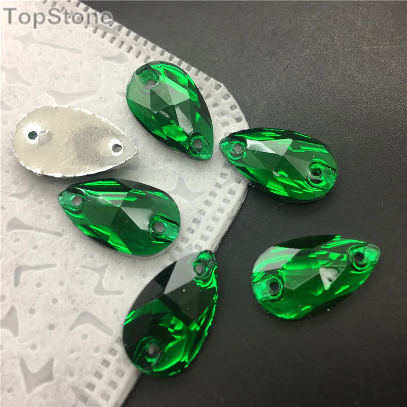Стразы из смолы TopStone изумруд разных размеров пришивные стразы с плоской спинкой