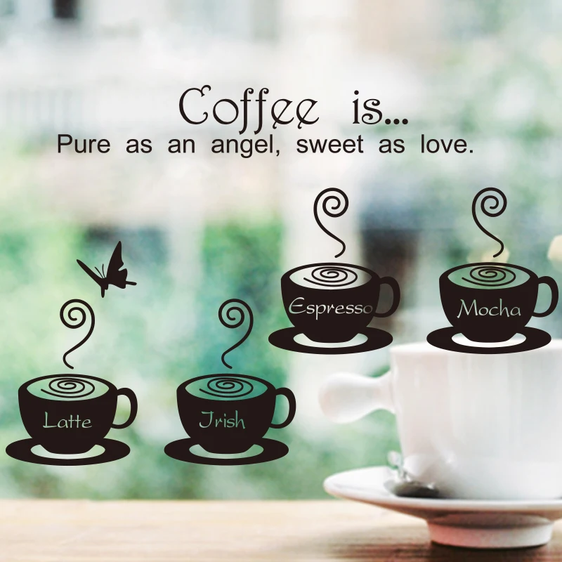 Художественные наклейки на стену с изображением чашек кофе новый дизайн