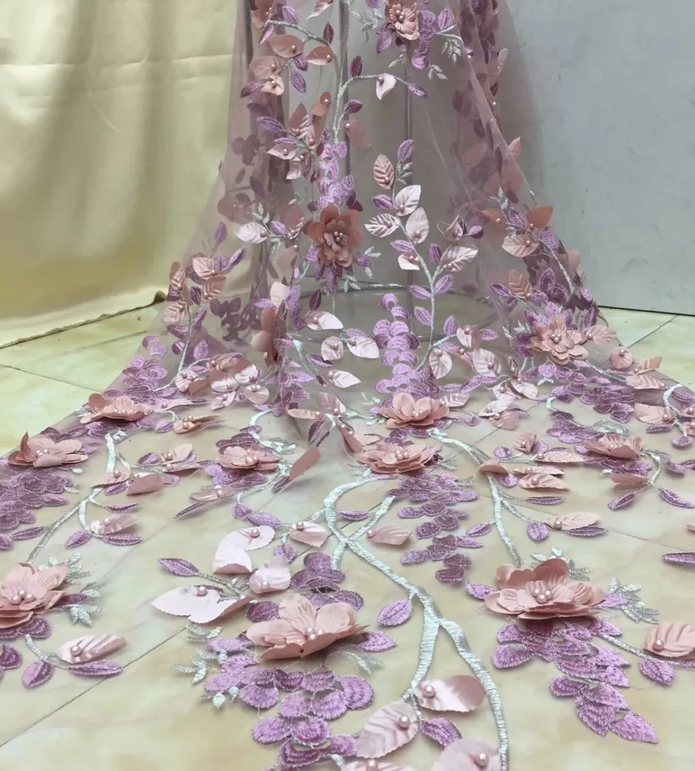 2018 New Style French Net Lace Fabric Flower African Tulle Mesh High Quality XZ64 | Дом и сад
