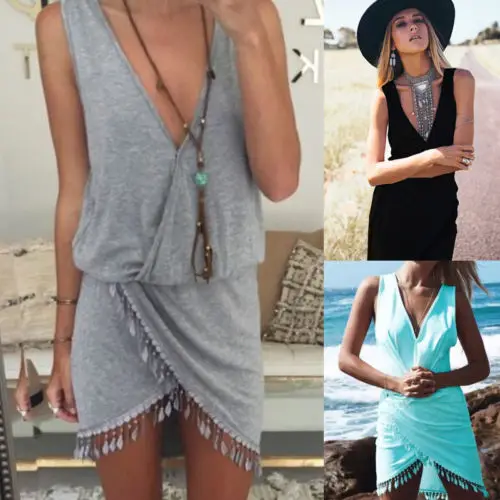 New Women Beachwear Swimwear Bikini Beach Wear Cover Up Summer Tassel Dress Hot |