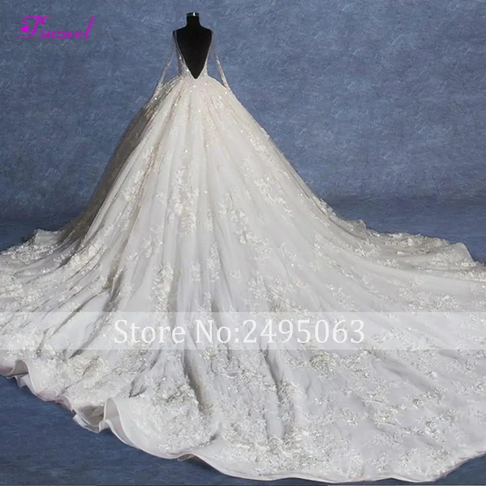 Fmogl Vestido de Noiva бальное платье с длинным рукавом и аппликацией в виде часовни