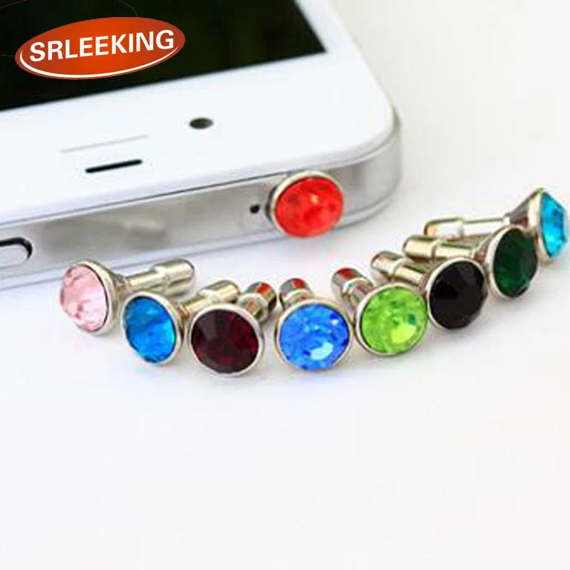 SRLEEKING 20 шт./лот staubstecker Bling Diamond Gem Cap разъем для наушников Анти-сумочка заглушка от пыли 3,5 мм Универсальная вилка смешанных цветов