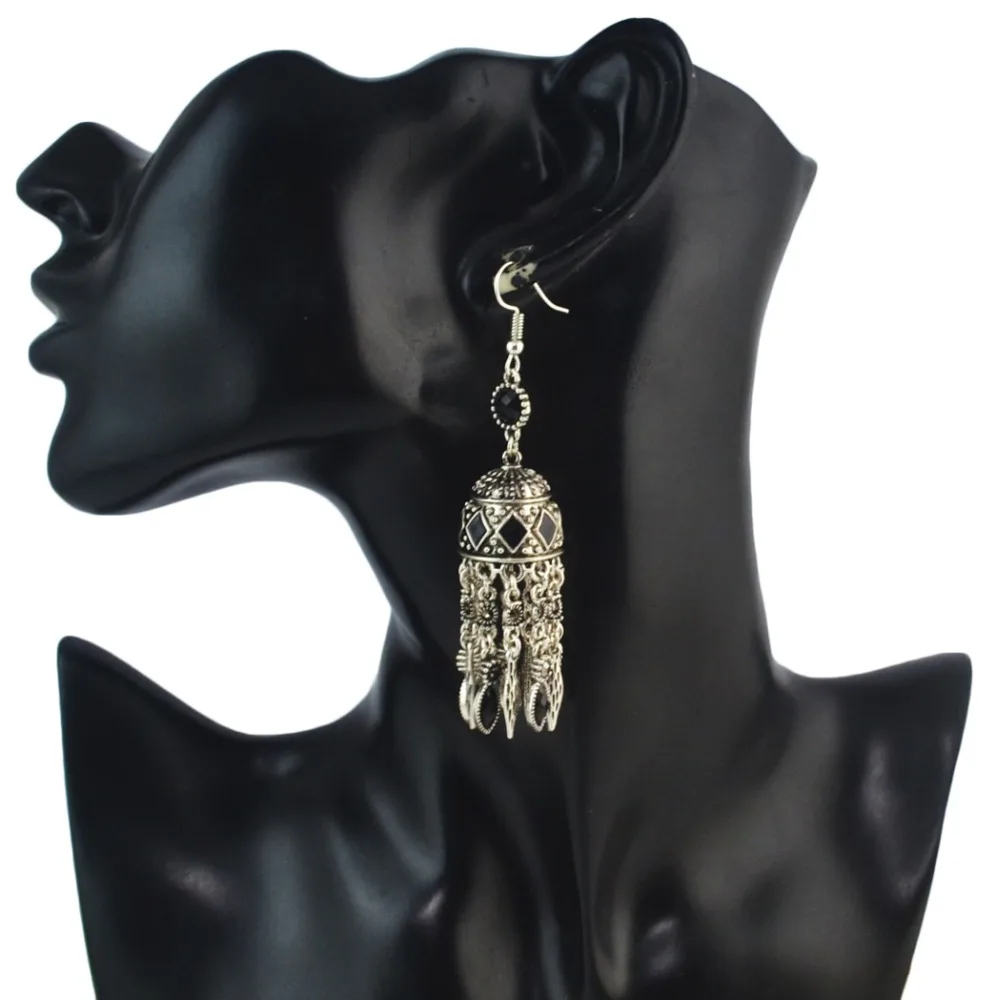 Индийские Jhumka стразы серьги для женщин богемные бисерные сережки oorbellen египетские цыганские турецкие вечерние ювелирные изделия