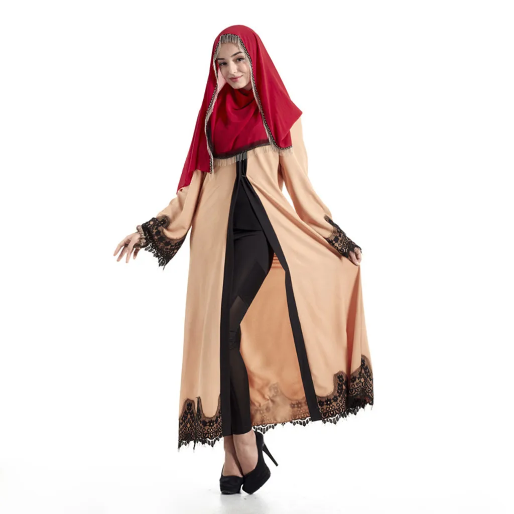 

2019 fashion Kaftan dubai Islamic clothing Elegant Muslim Abaya Dress Cardigan Robe Turkish Hijab Islamic Prayer ClothingY54