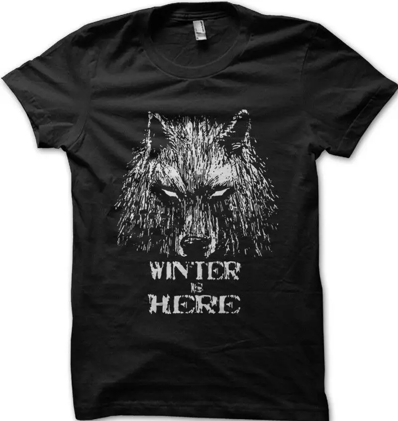 GOT Game Of Thrones inspired WINTER is Here черная футболка 9625 Подарочная Футболка с принтом летняя