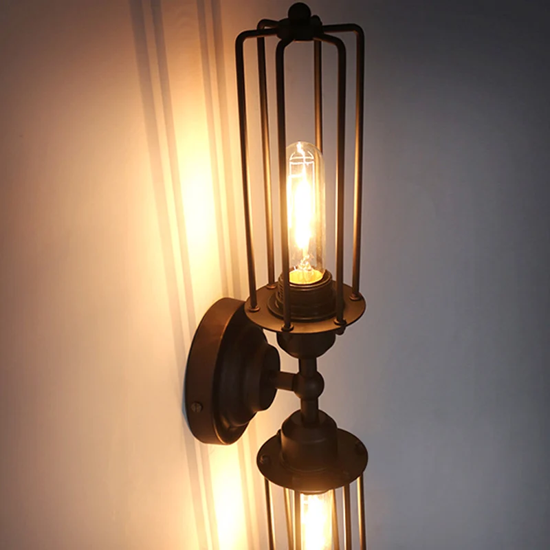 Винтажная настенная лампа в стиле лофт с двойной трубкой комнатный светильник