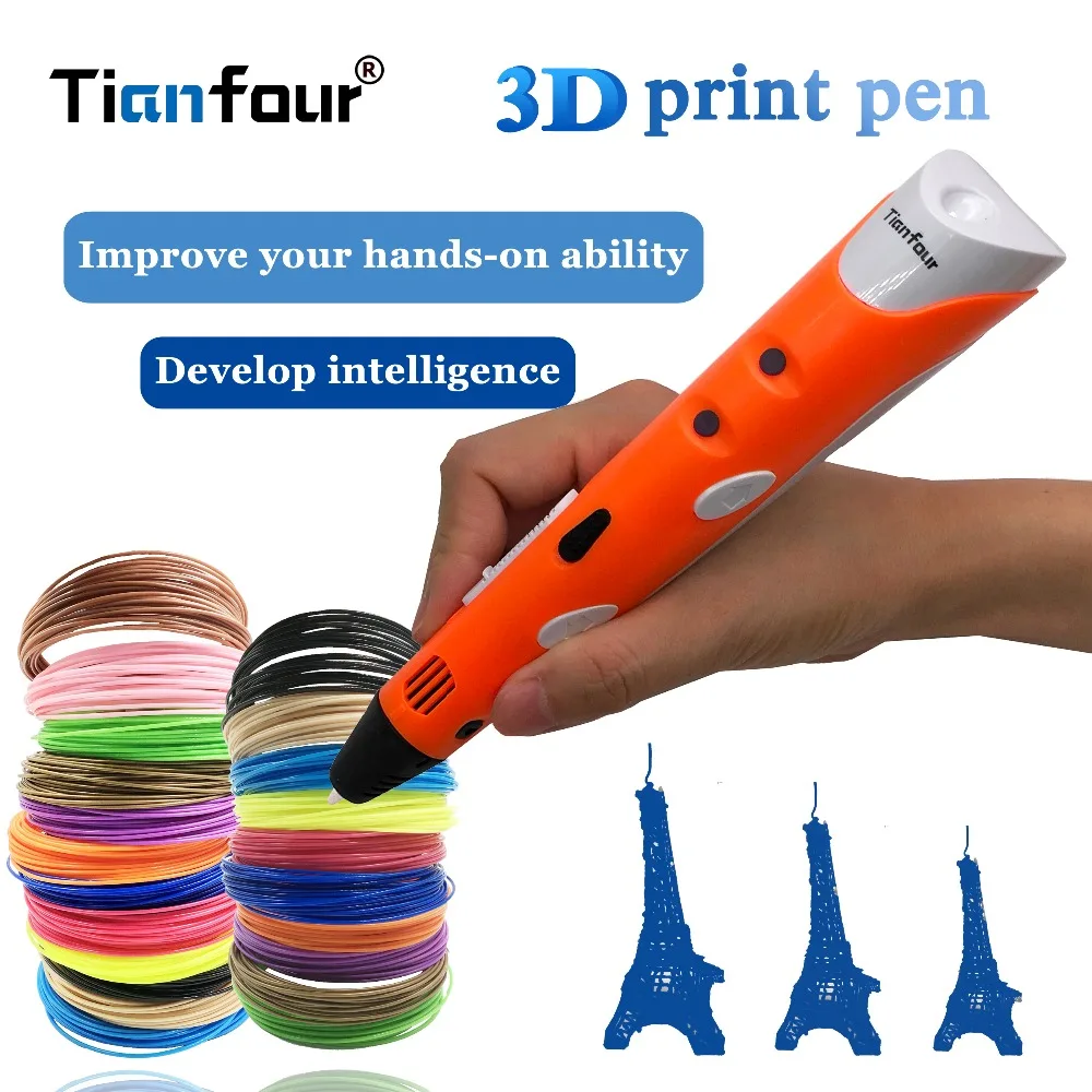 Tianfour креативные игрушки 3d Ручка для печати 120 м 1,75 мм ABS умные 3d ручки для рисования+ бумажная модель доски для рисования Рождественский подарок игрушки
