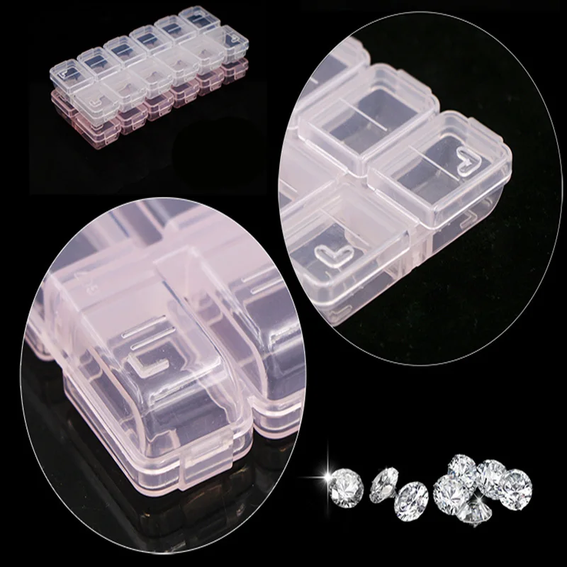 12 отверстий дизайн ногтей Стразы коробка для хранения ювелирных изделий