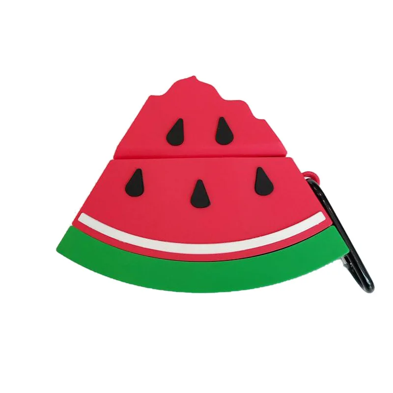 

Silicone Bluetooth Earphone Case for Airpods Cute Protective Cover for airpods 2 Accessories with keychain 3D watermelon design