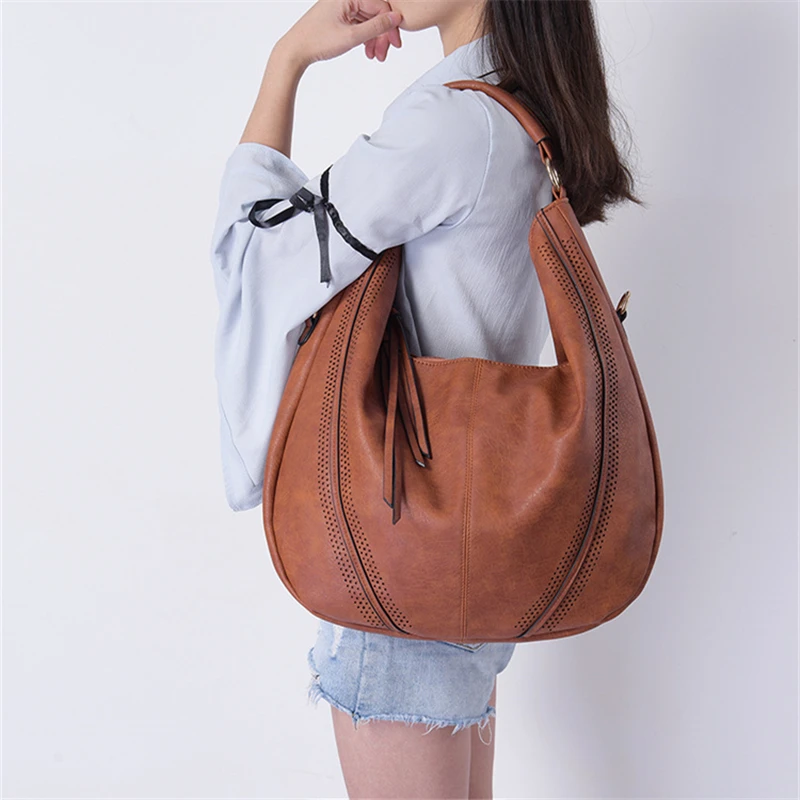 Женская кожаная сумка хобо BARHEE вместительная Повседневная через плечо в