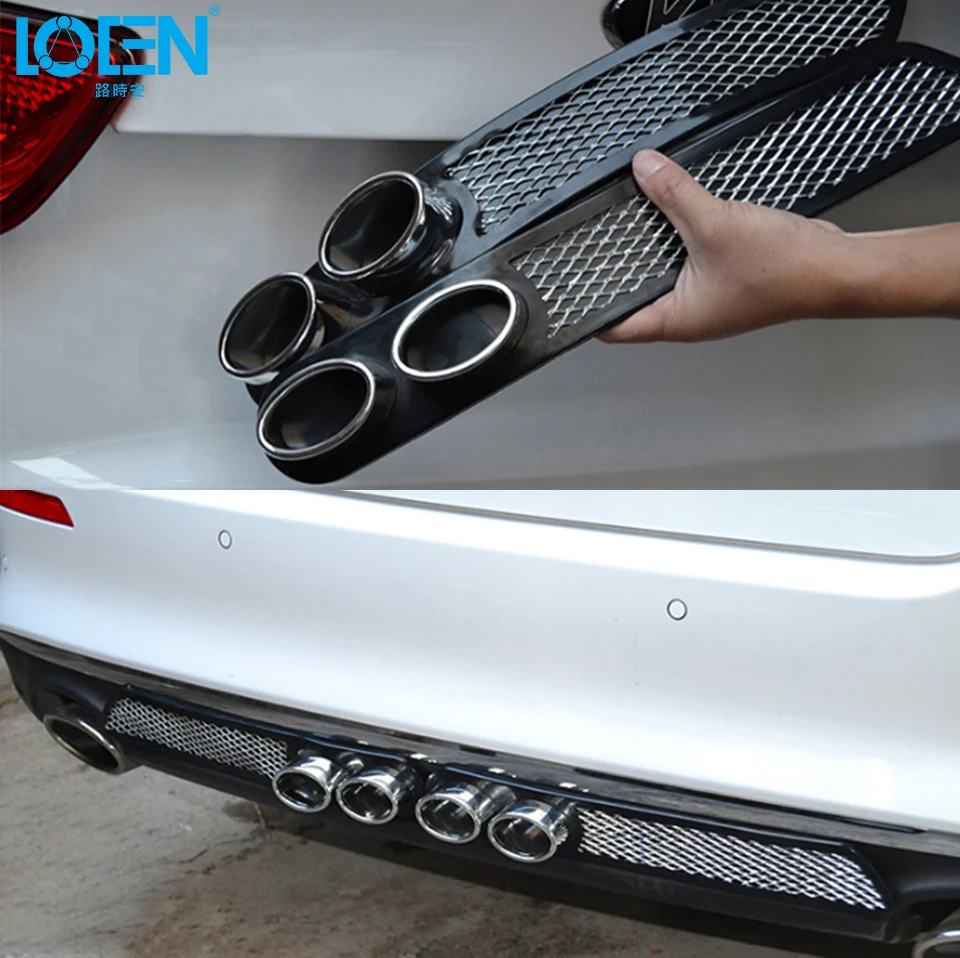 

2PCS Fashion Soft ABS simulation grid Double tube exhaust pipe car sticker for All car tail rear back Decorative modification
