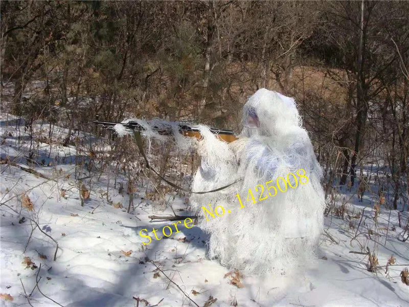 Белоснежка ghillie Костюмы чисто белый Охота Recon камуфляж одежда открытый боевой униформы