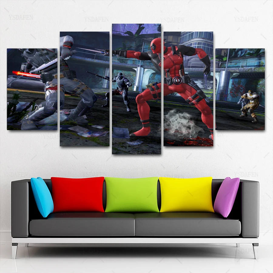 Drop Shipping HD 5 panel Canvas Art DP Activison Announce Deadpool Painting Home decor Poster Picture For Living Room VH-615 | Дом и сад