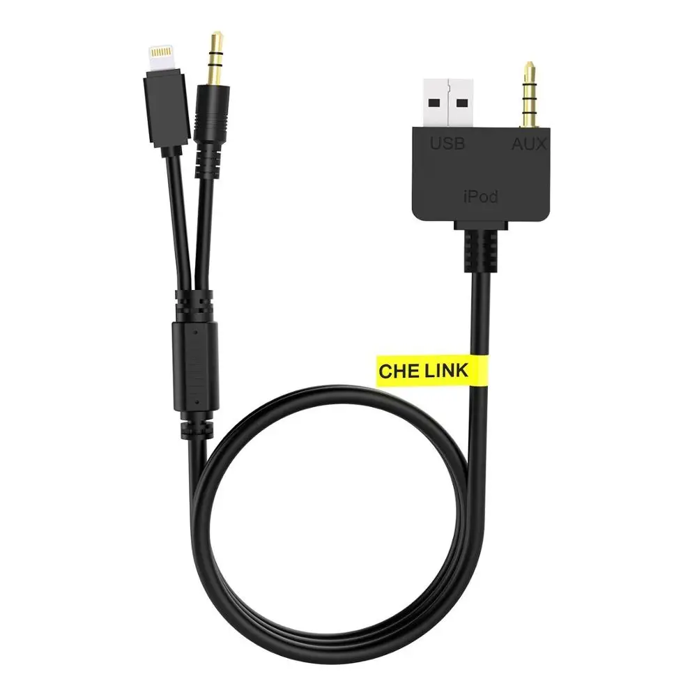 Black CHELINK 3,5 мм AUX USB музыка Интерфейс освещения зарядный кабель Fit KIA hyundai для iPhone 6S/6/6 Plus/5S/5/5C/iPod и iPad - Название цвета: Black
