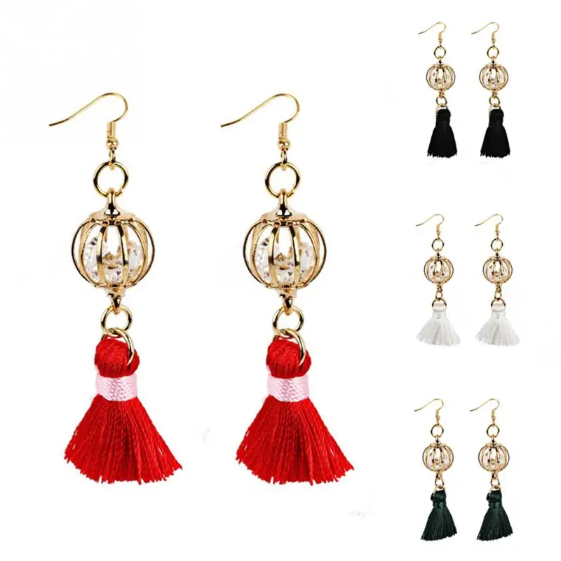 Хрустальный шар сладкий кисточкой серьги Для женщин Мода Длинные висячие