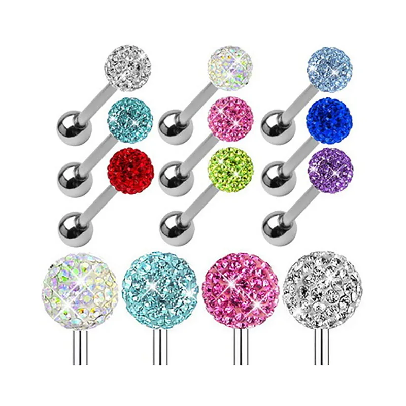 14 г сексуальный кольца штанги для языка Пирсинг украшения бар из нержавеющей