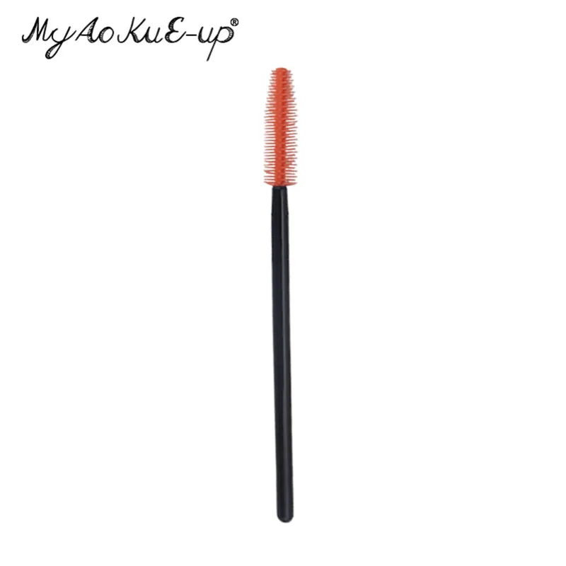 black orange red 50 шт. кисти для макияжа ресниц для наращивания ресниц тушь аппликатор палочки силиконовая одноразовая кисть для ресниц кисти для макияжа - Handle Color: black orange red