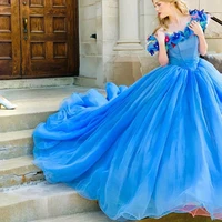cinderella prom dresses 2020 off the shoulder butterfly ball gown blue evening dresses light sky formal dresses