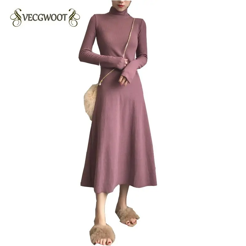 Осенне-зимнее Новое Женское платье-свитер 2020 модное приталенное Элегантное