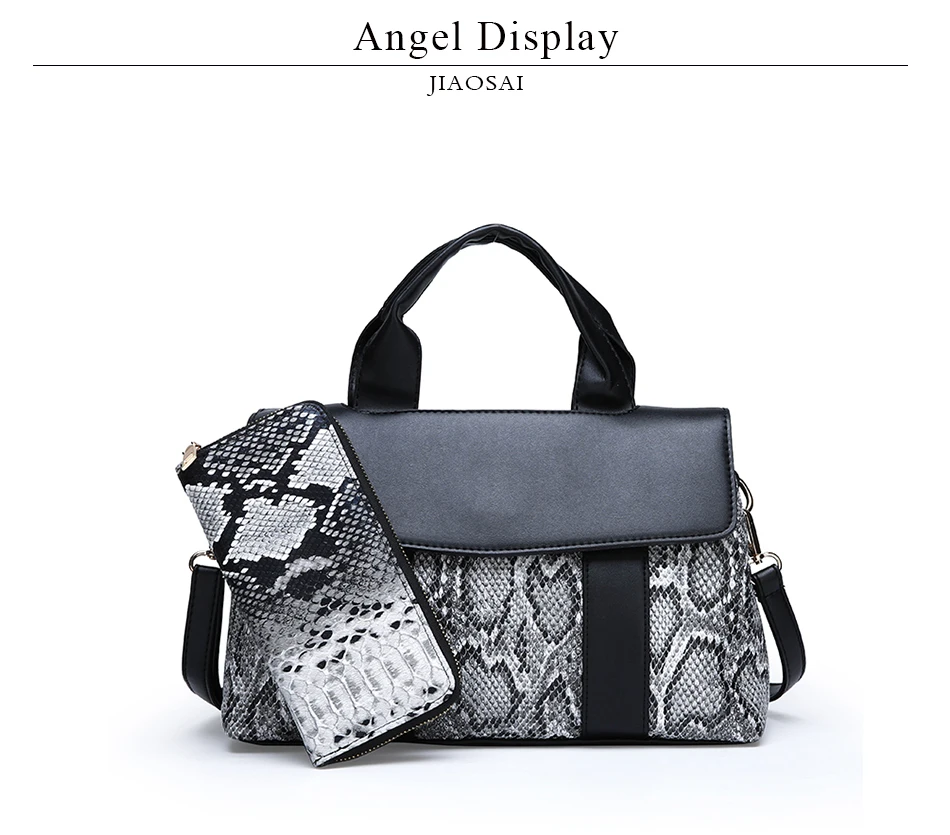 Змея из змеиной кожи сумка для Для женщин Лоскутная плеча Crossbody сумка женские кошельки и Сумки комплект сумка клатч