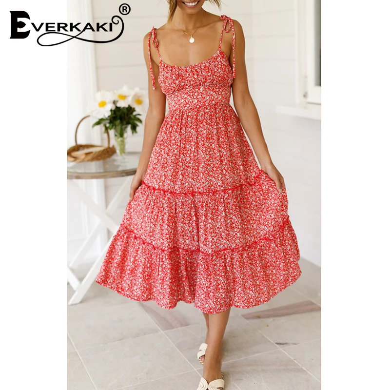 Everkaki богемное платье-комбинация с принтом длинное платье для женщин высокая