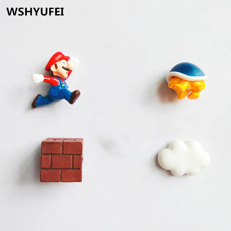 4PCS 1 комплект смолы 3D Милые Супер Марио магниты на холодильник костюм для детей фигурки стены Marios пули кирпичи предмет интерьера, украшение - Цвет: 4PCS