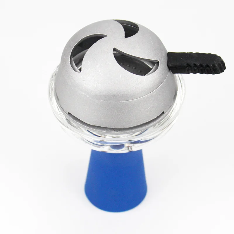 Стеклянная Чаша для кальяна с матовым держателем угля Nargile Sheesha Narguile Chicha Cachimbas чаша для кальяна верхняя головка аксессуары - Цвет: head set blue gray
