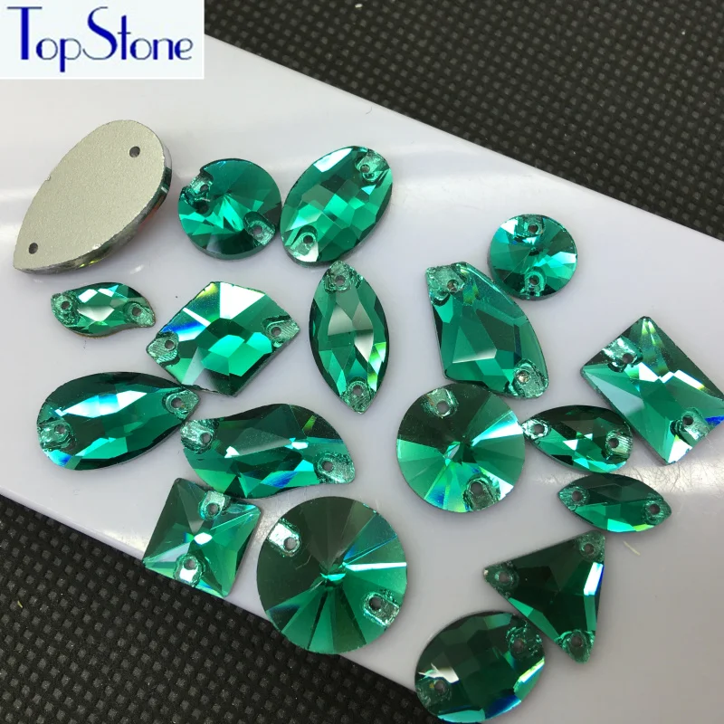Стразы зеленого цвета с кристаллами из циркония Пришивные плоской задней