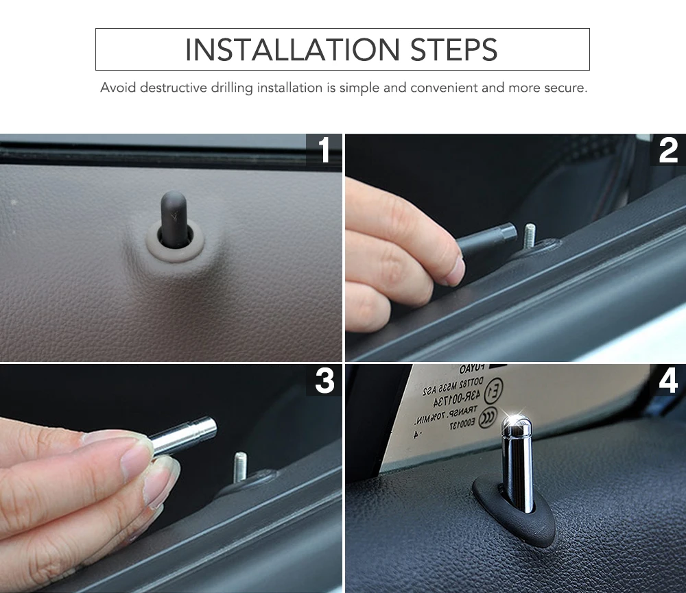 Штифты для замка двери автомобиля 4 шт. накладки на колпачки Chevrolet Cruze Trax Malibu Opel Mokka