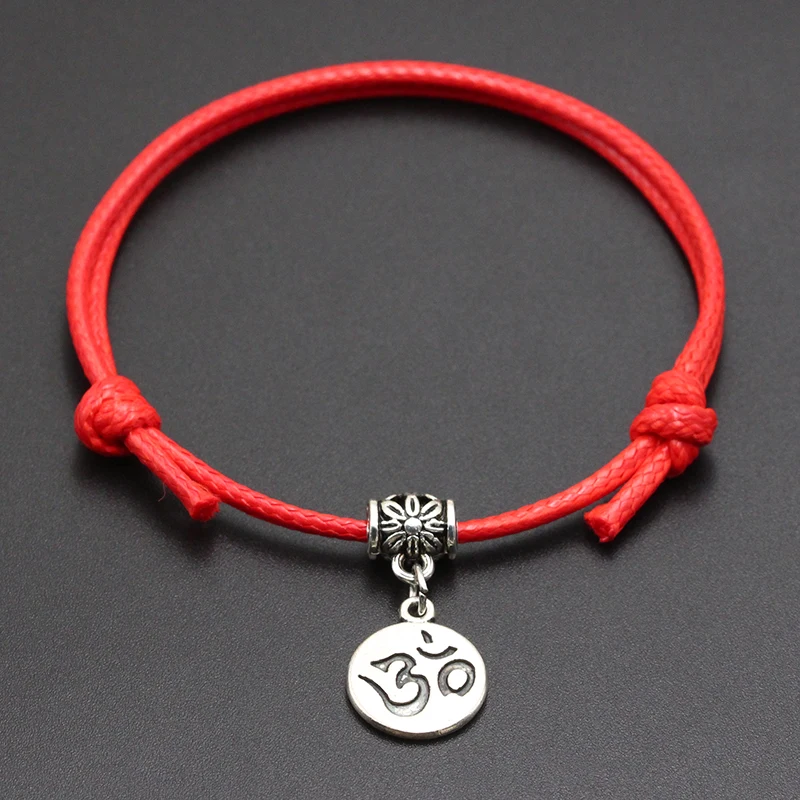 Red Новинка, амулеты OM, подвеска, Красная Нить, браслет на веревке, удачный черный кофе, ручной работы, браслет на веревке для женщин и мужчин, ювелирные изделия - Окраска металла: Red