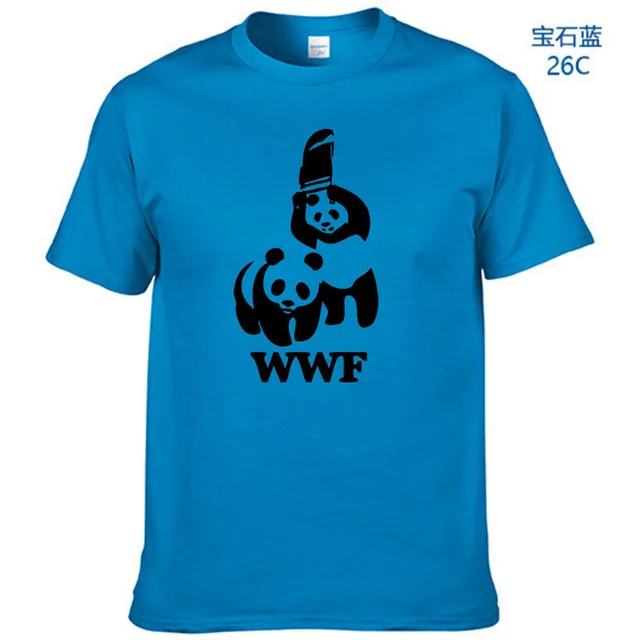 WEWANLD борьба WWF панда комедия короткий рукав прохладный Camiseta Футболка мужская летняя модная забавная футболка - Цвет: Blue
