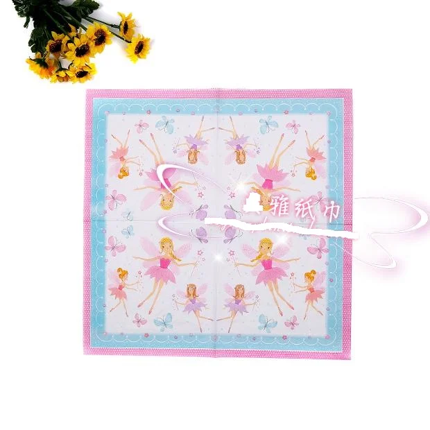 lovely fairy princess girl birthday Color Napkin Paper 60% Virgin Wooden napkins baby shower decorations free shipping | Дом и сад