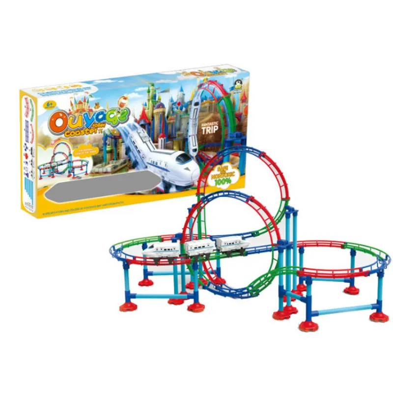 Electric Three-dimensional Children Puzzle Assembling Track Car With Light Educational Racing Tracks Toy For Kids Gift |