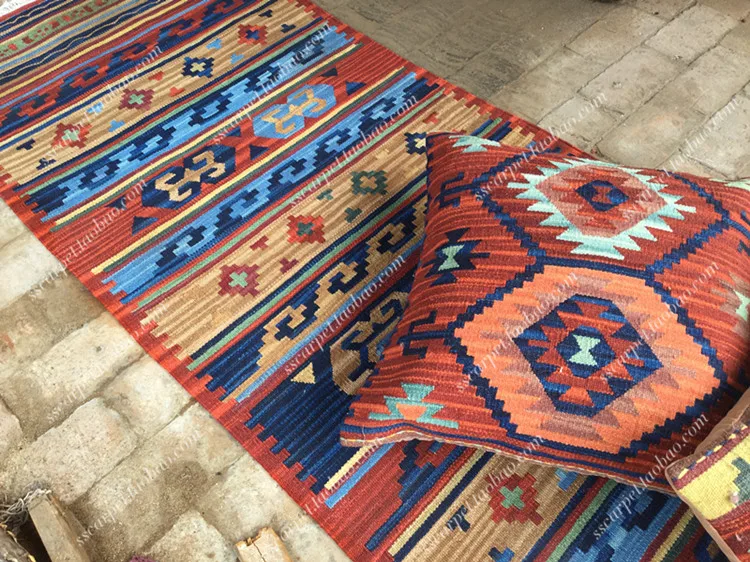 Традиционный узор Kilim индийская Геометрическая полоса одеяло для коридора