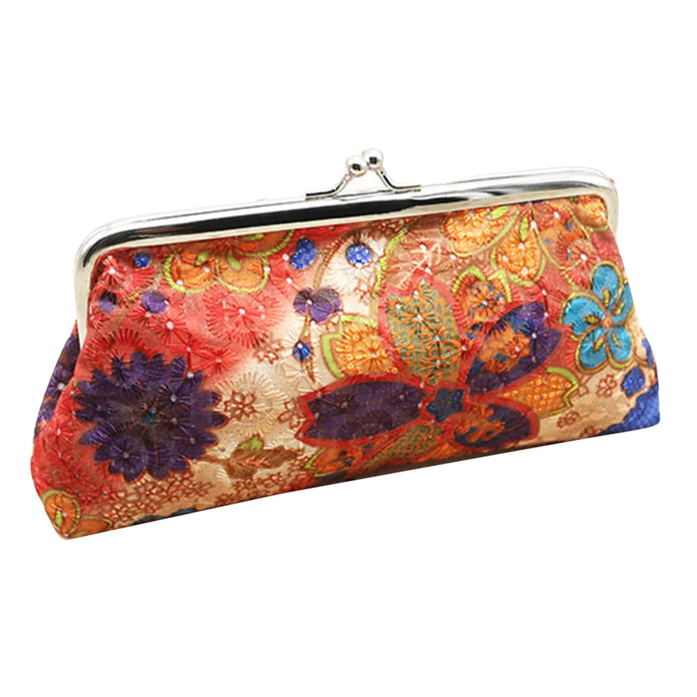 Винтажный женский длинный кошелек с цветком и замком для монет держатель ключей