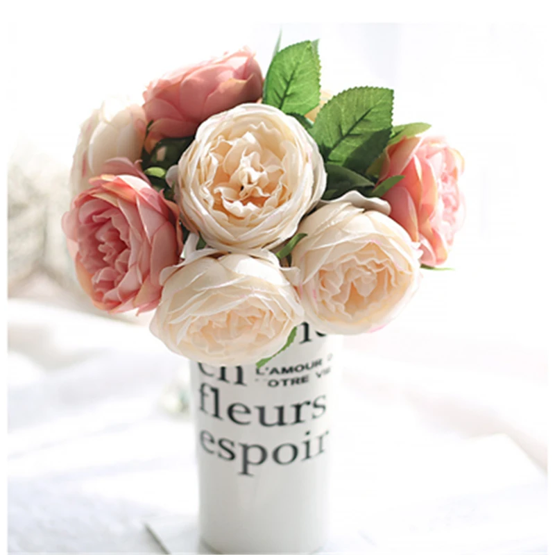 Искусственные бутоны с 5 головками искусственные розами украшения для свадьбы