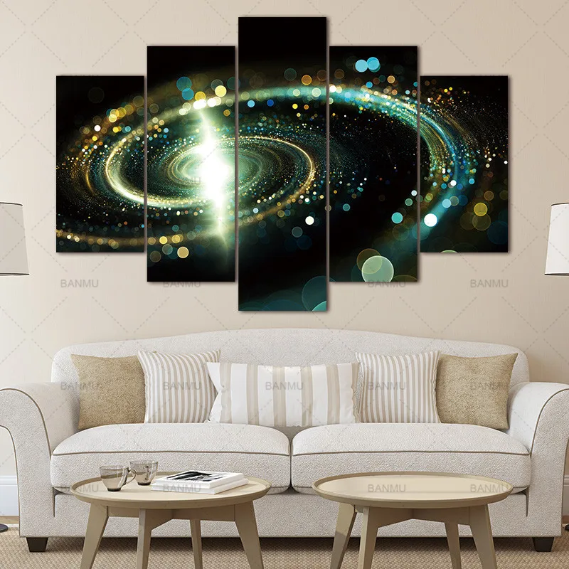 

5 Panel Modern Printed Space Universe Landscape Paintings Canvas Picture Galaxy For Living Room Picture Modular picture Unframed