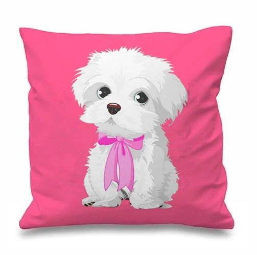 Прекрасный фермы собака Чехлы Симпатичные Мальты с розовым бантом Подушка Чехол